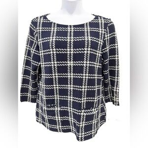 Izod Navy and White Plaid Pea Coat Tunic. Large